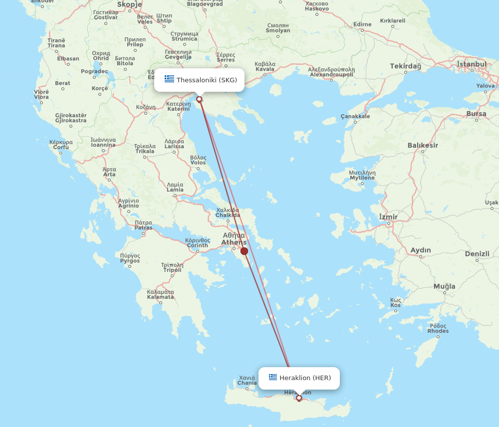 HER to SKG flights and routes map