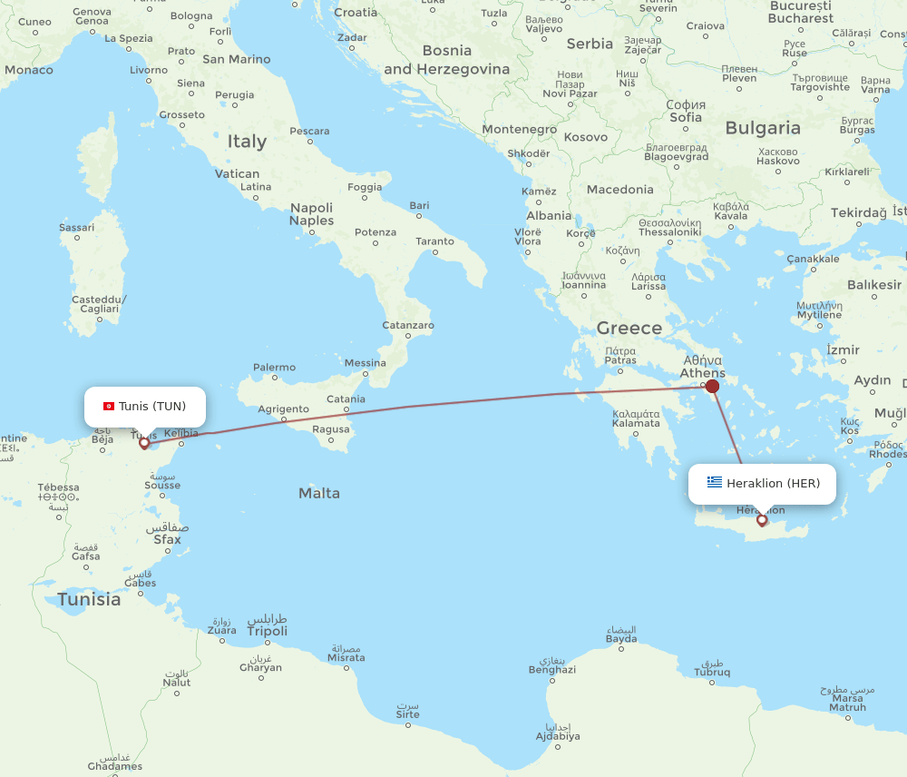 HER-TUN flight routes