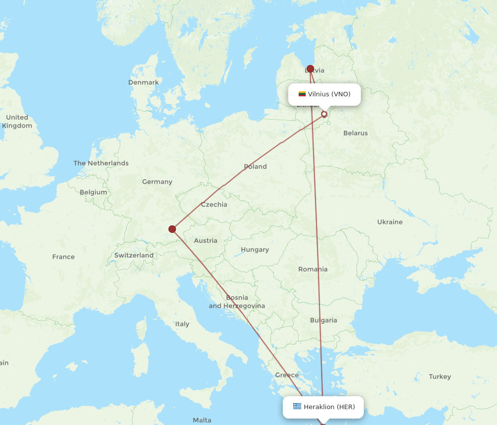 HER-VNO flight routes