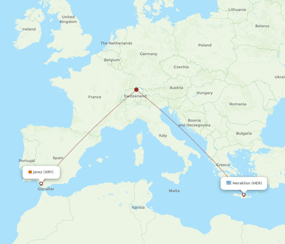 HER to XRY flights and routes map