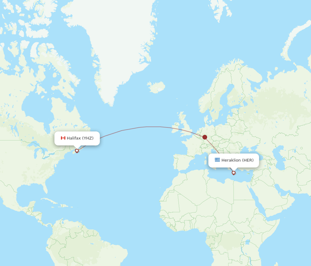 HER-YHZ flight routes