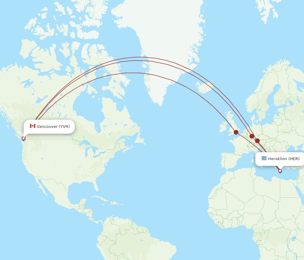 HER-YVR flight routes