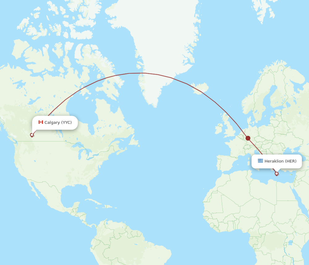 HER-YYC flight routes