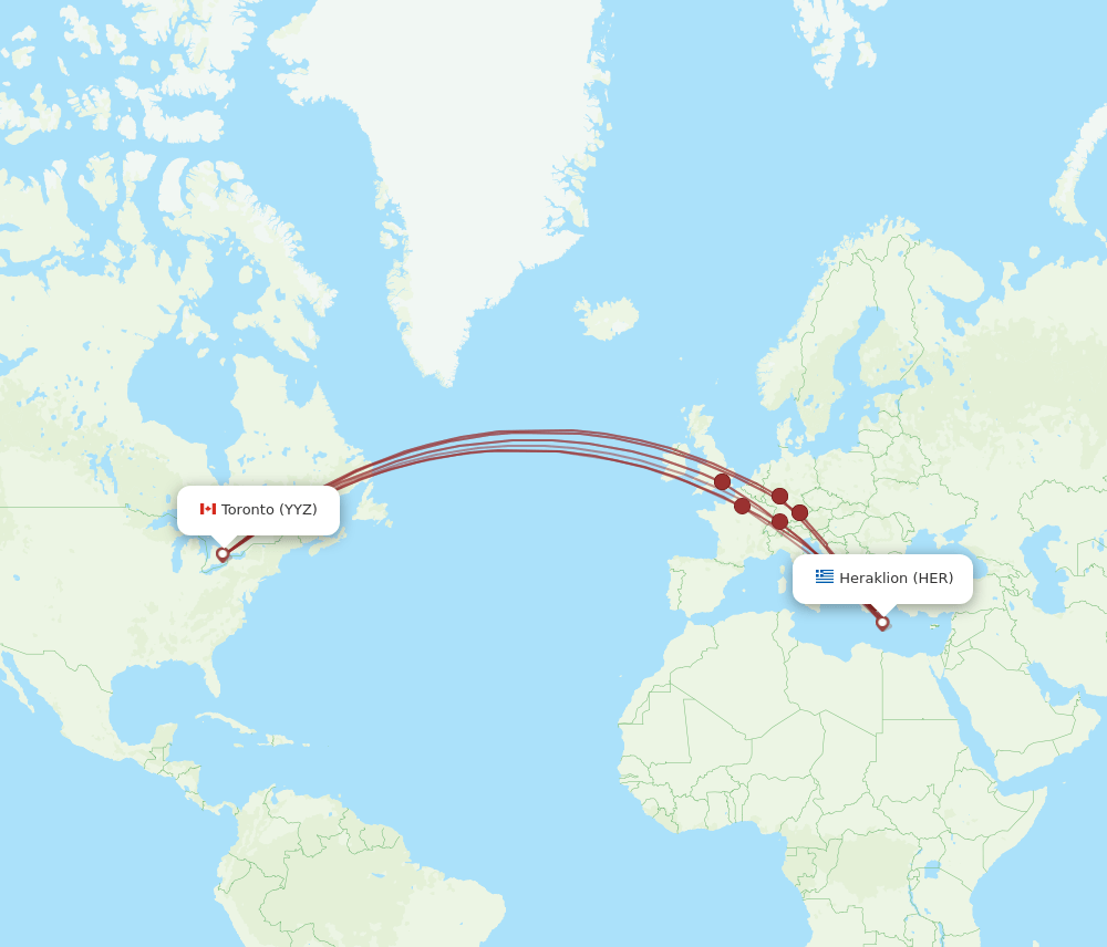 HER-YYZ flight routes