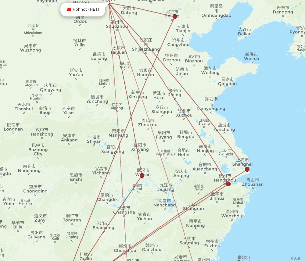 HET to NNG flights and routes map