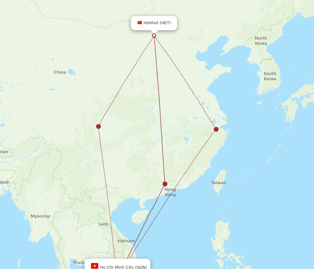 HET-SGN flight routes
