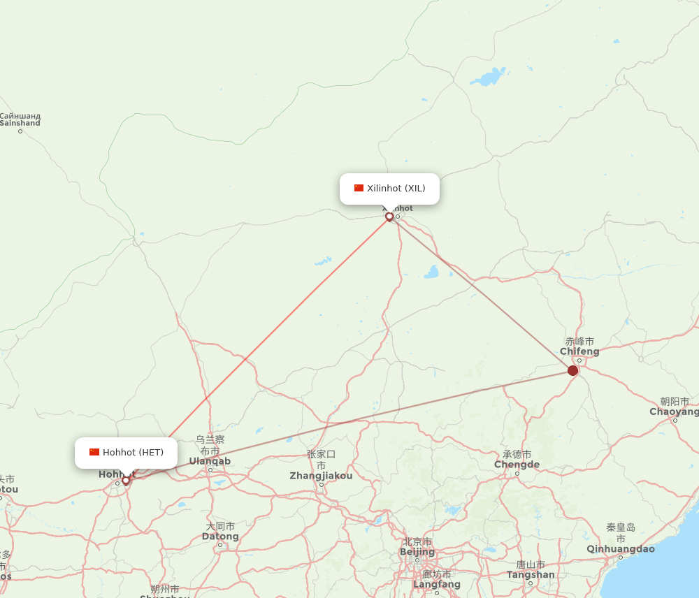HET to XIL flights and routes map