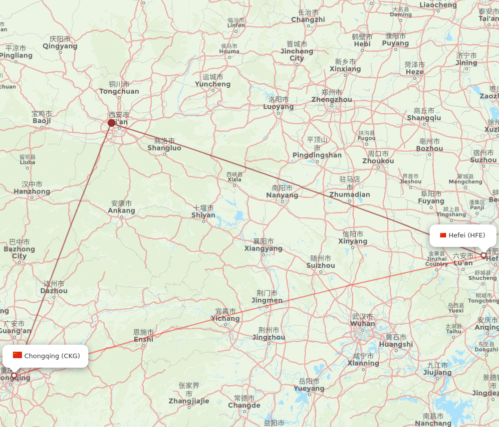 HFE-CKG flight routes