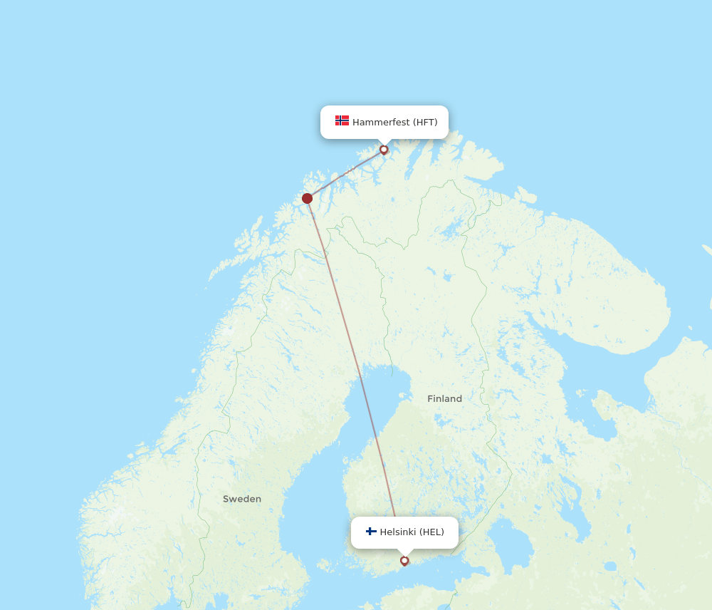 HEL to HFT flights and routes map