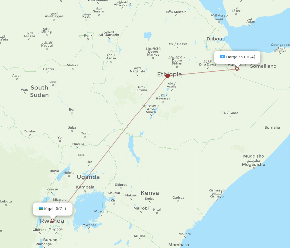 HGA-KGL flight routes