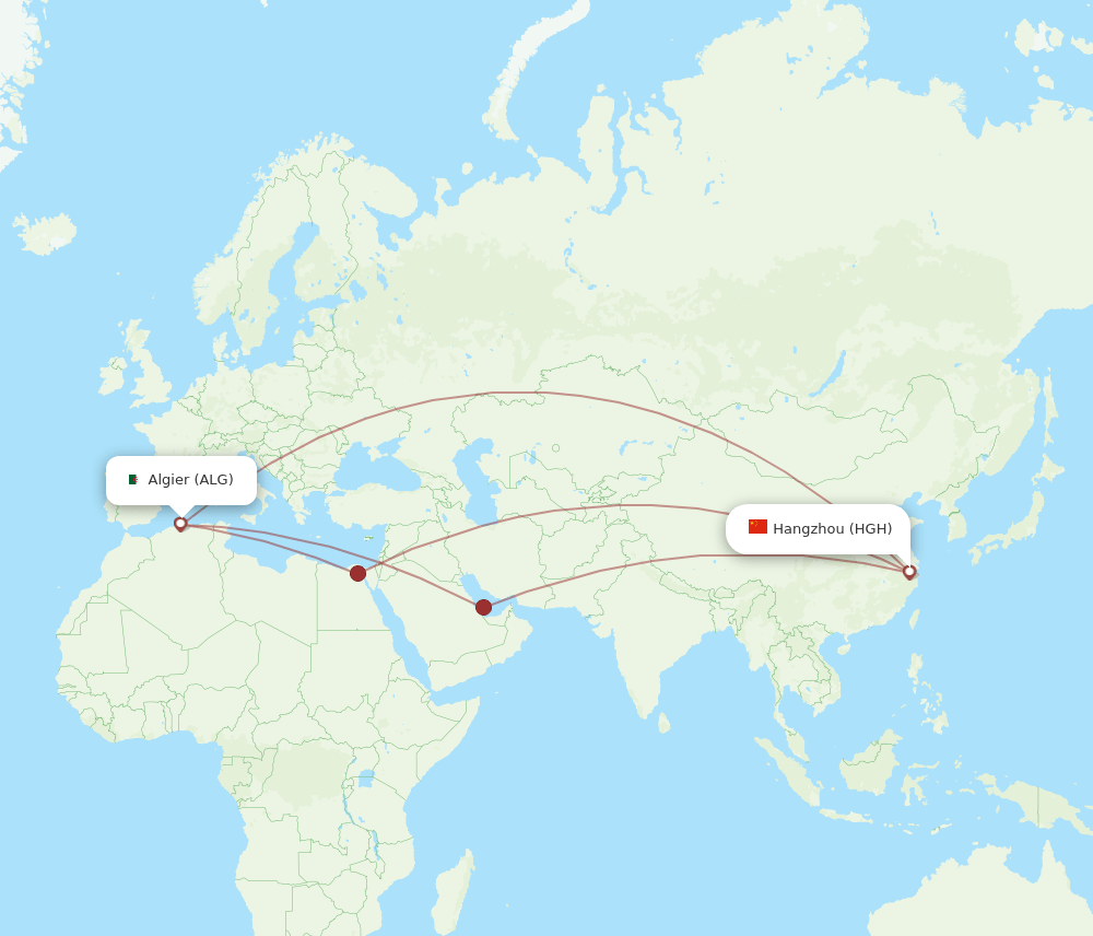 HGH to ALG flights and routes map