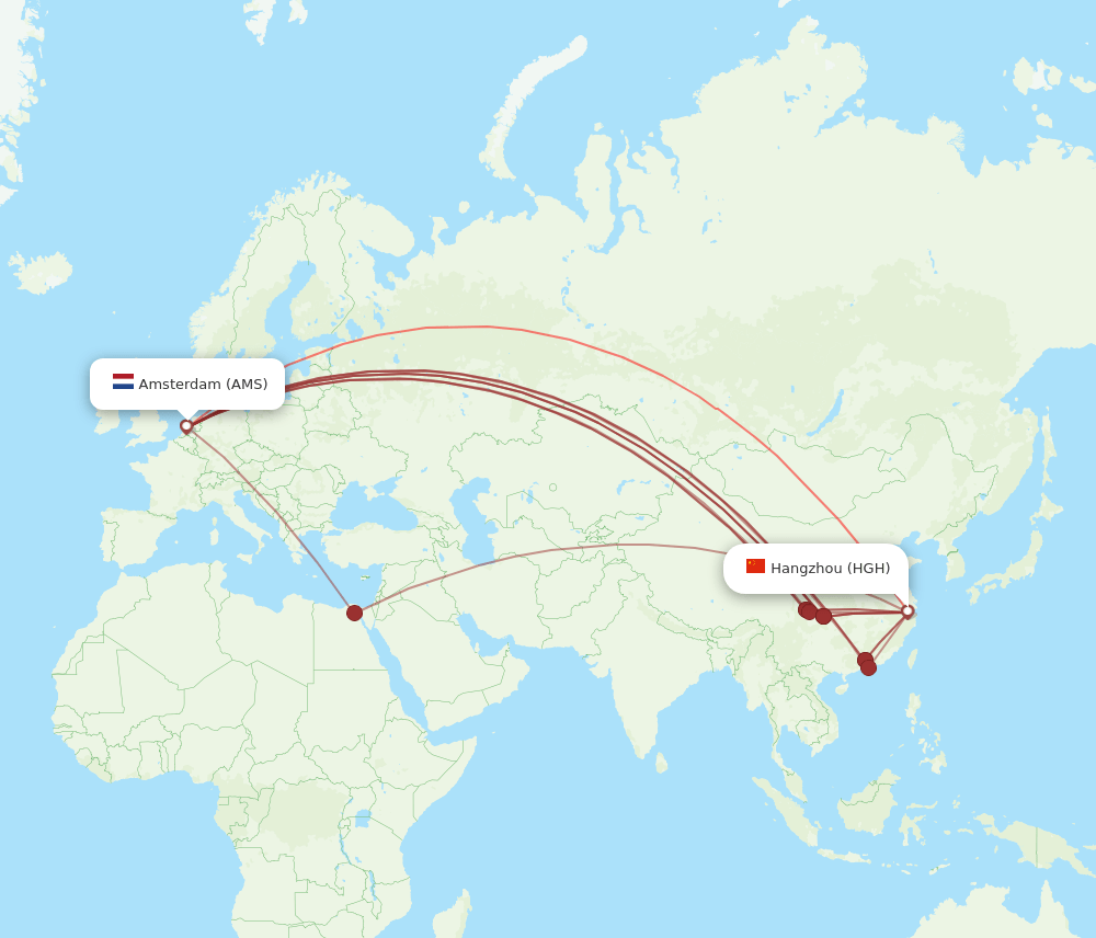 HGH-AMS flight routes