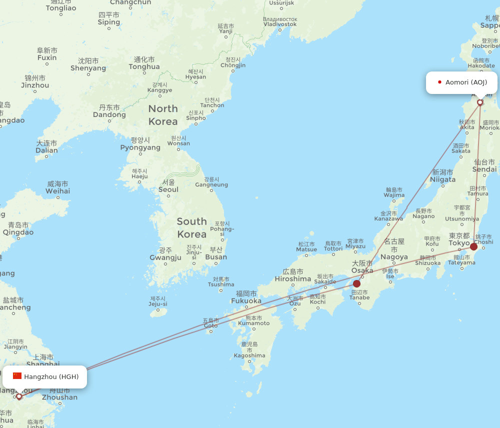 HGH-AOJ flight routes