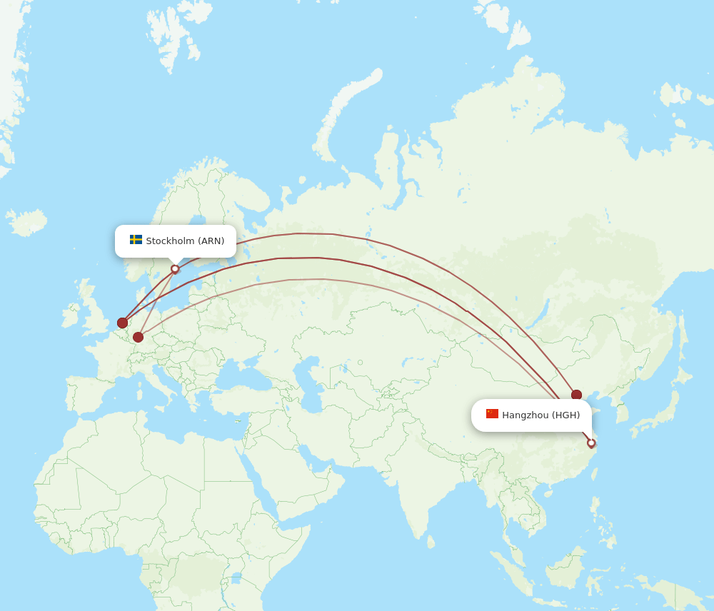 HGH to ARN flights and routes map