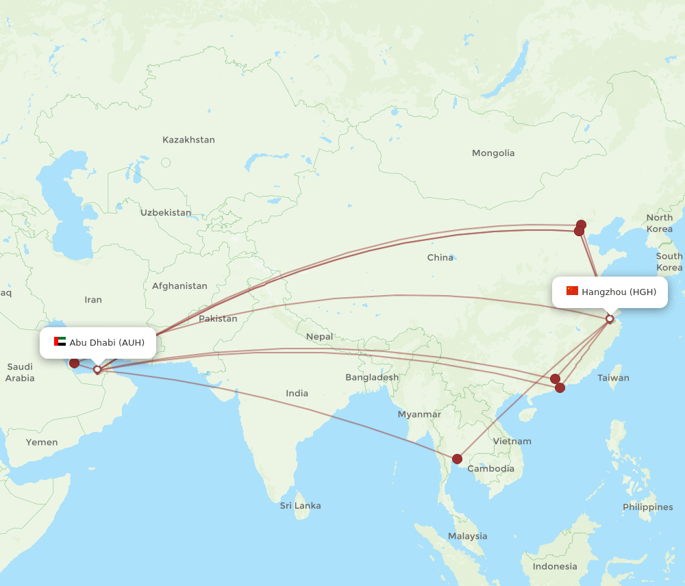HGH-AUH flight routes