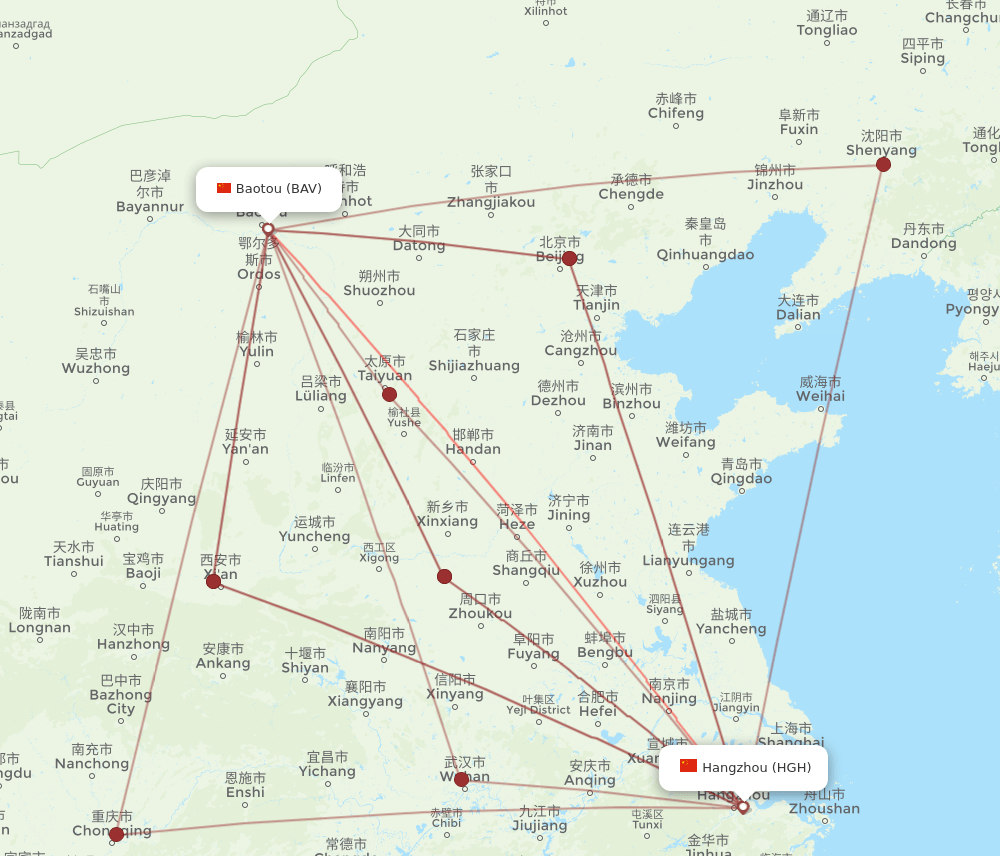 HGH-BAV flight routes