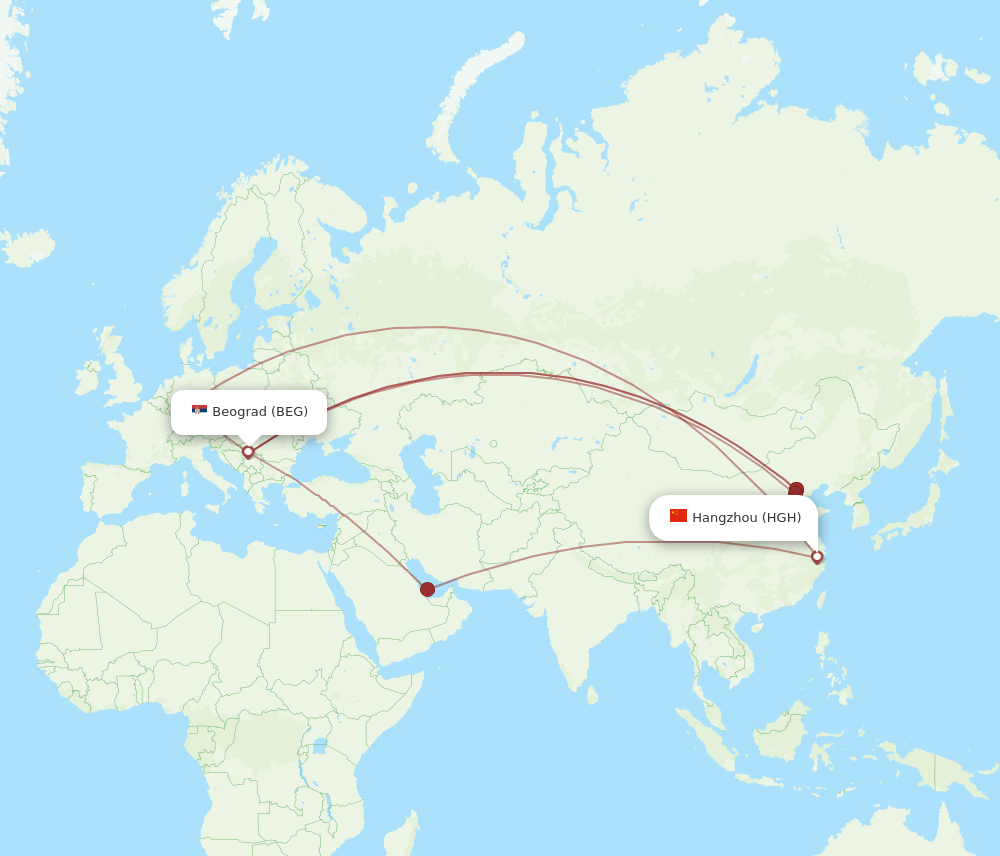 HGH-BEG flight routes