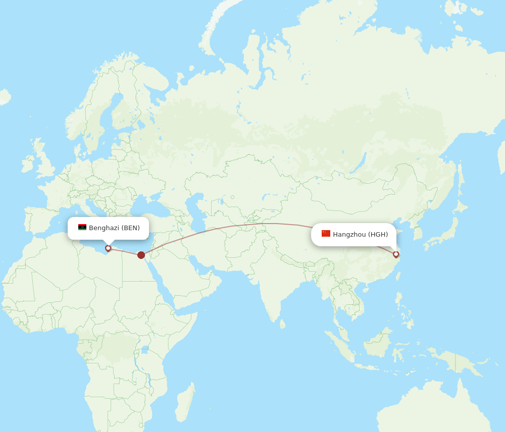 HGH to BEN flights and routes map