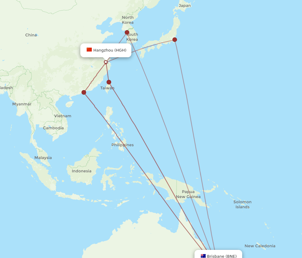 HGH-BNE flight routes