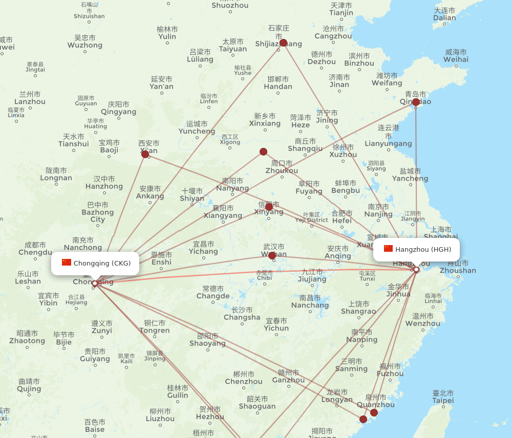 HGH-CKG flight routes