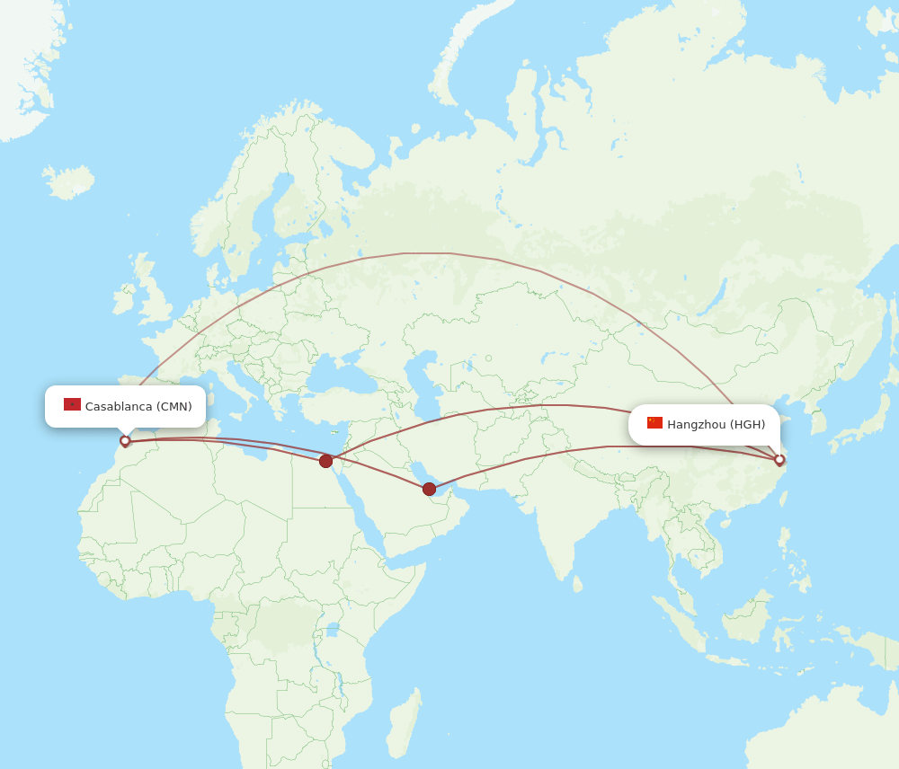 HGH to CMN flights and routes map