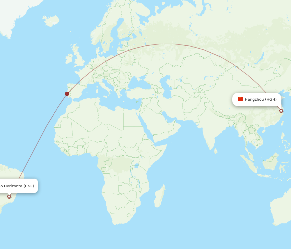 HGH to CNF flights and routes map