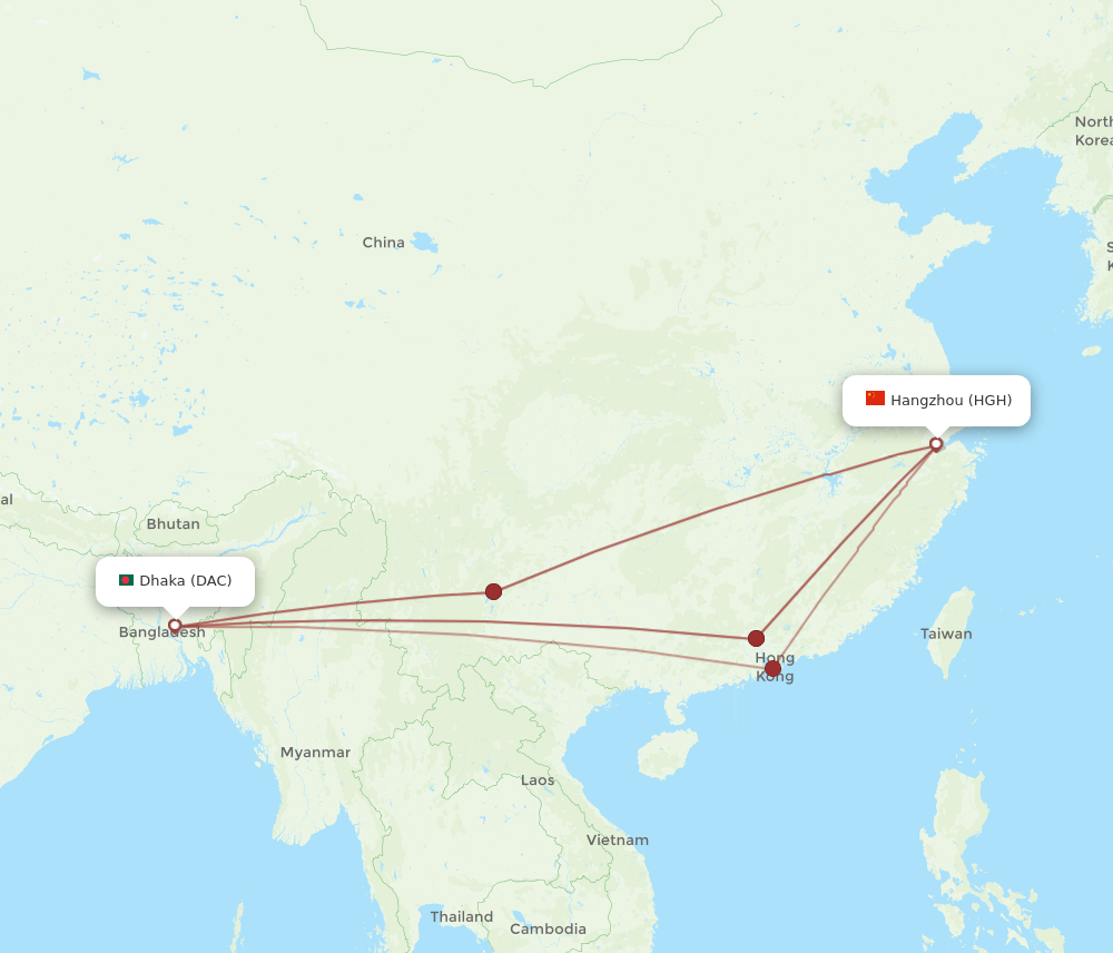 HGH-DAC flight routes