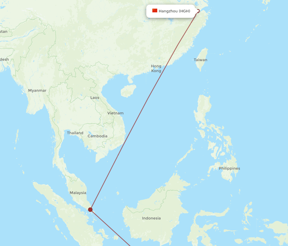 HGH to DPS flights and routes map