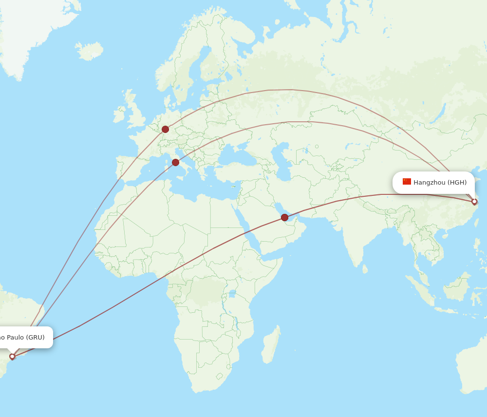 HGH to GRU flights and routes map