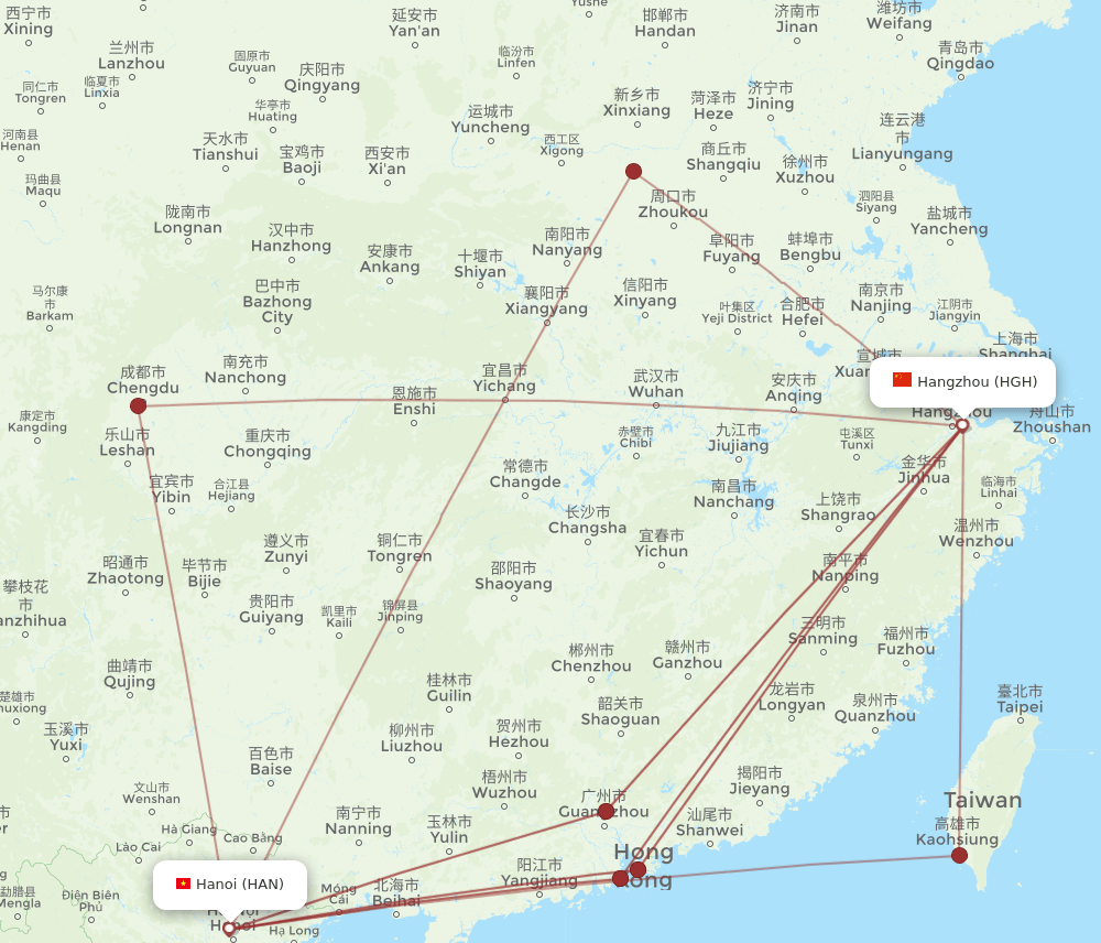 HGH-HAN flight routes
