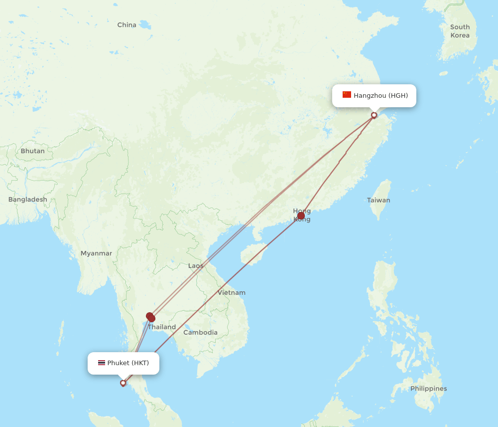 HGH-HKT flight routes