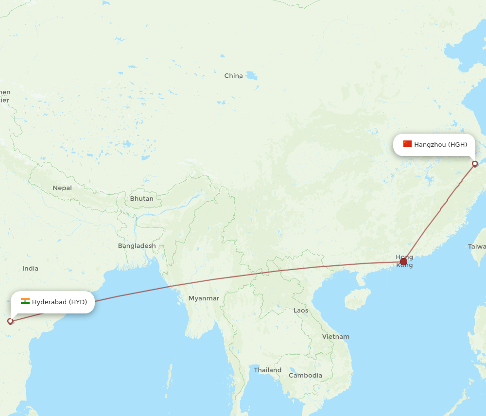 HGH-HYD flight routes