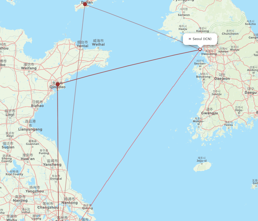 HGH-ICN flight routes