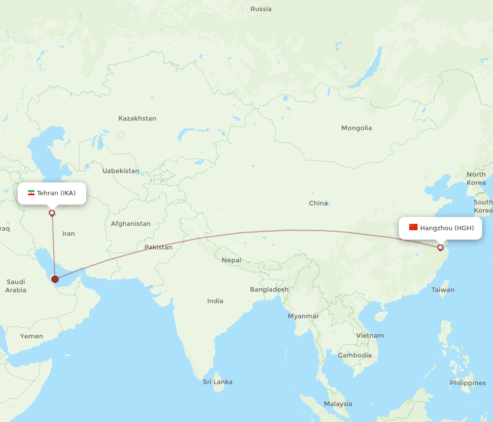 HGH-IKA flight routes