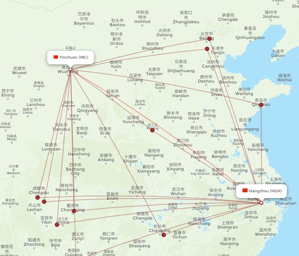 HGH-INC flight routes