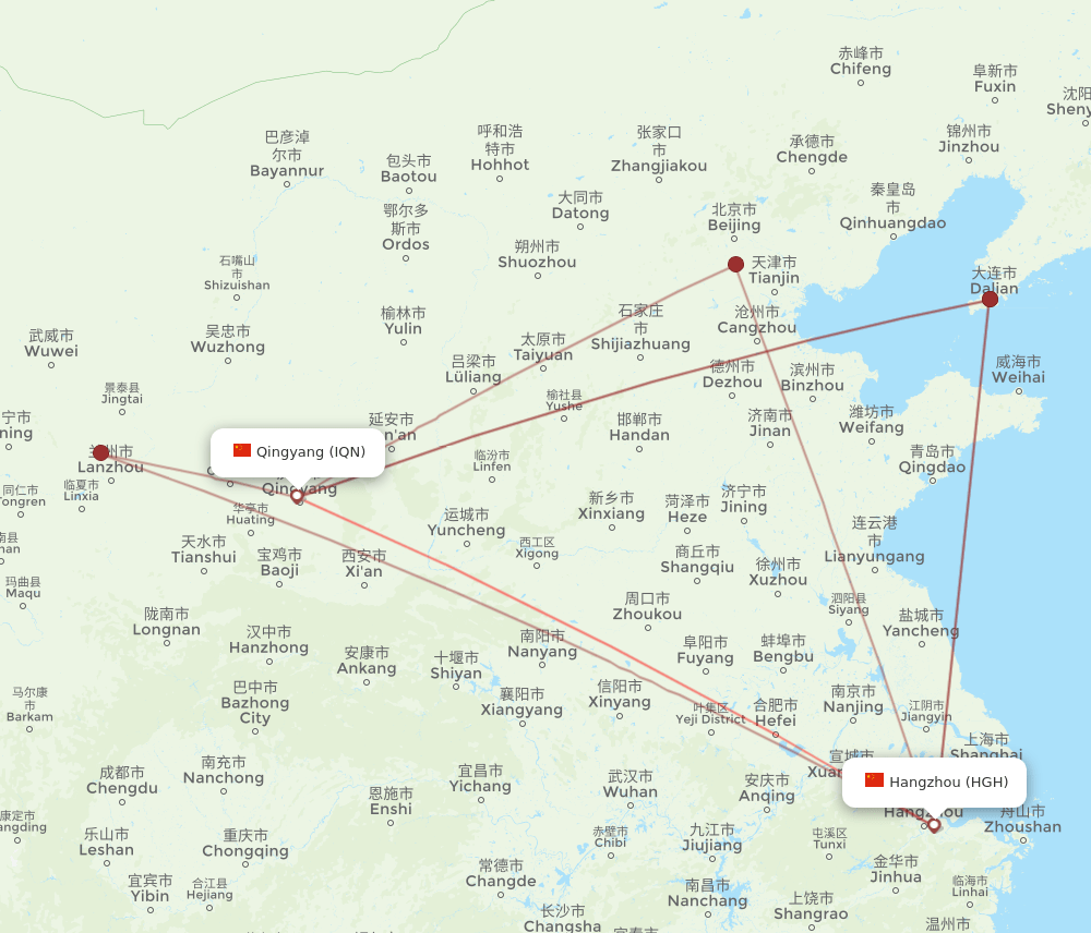HGH-IQN flight routes