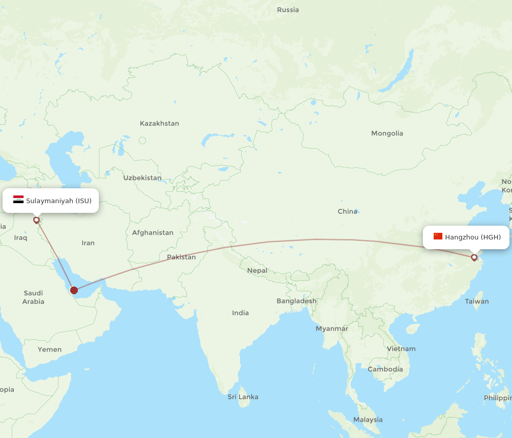 HGH to ISU flights and routes map