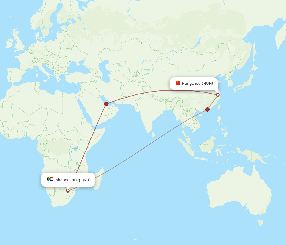 HGH-JNB flight routes