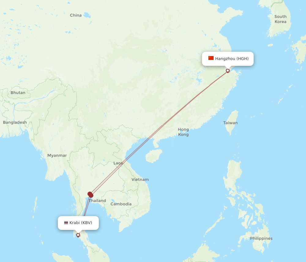HGH-KBV flight routes