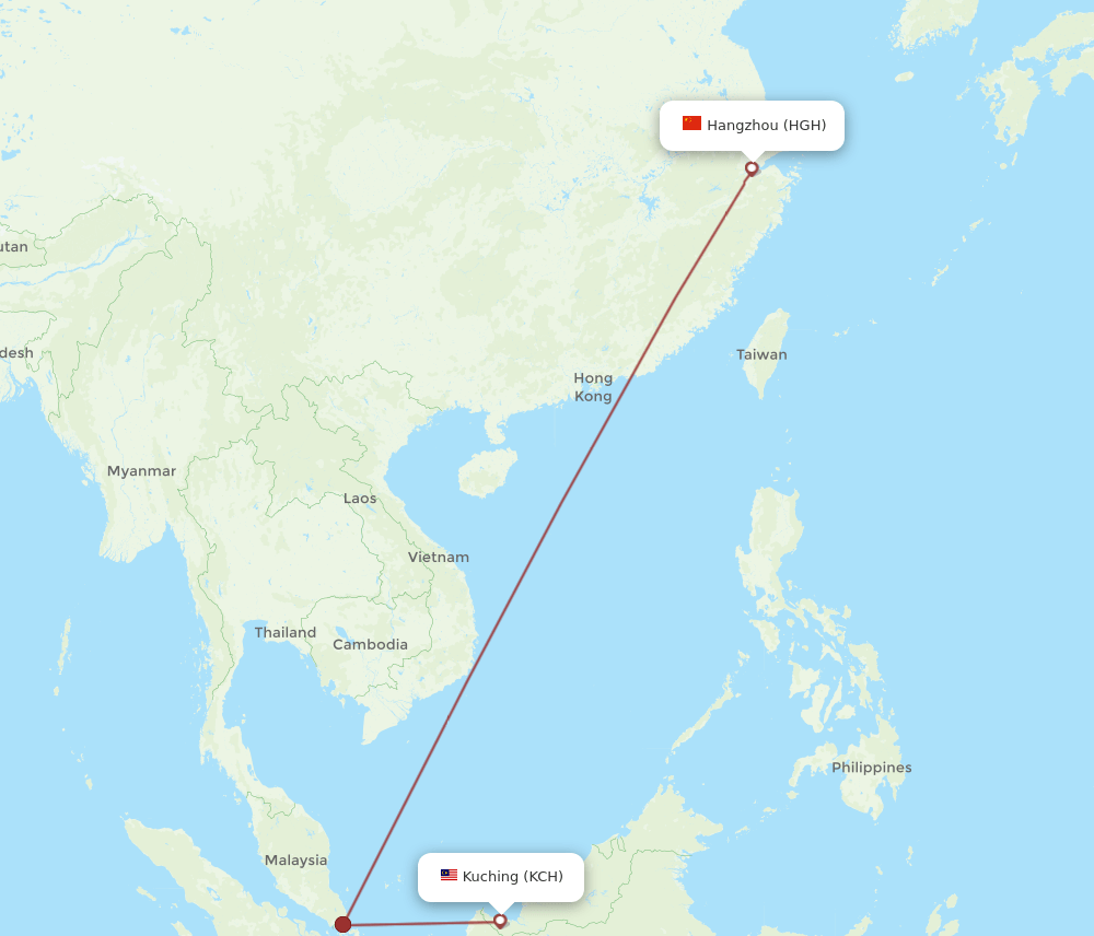 HGH-KCH flight routes