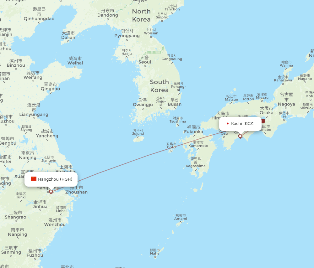HGH-KCZ flight routes