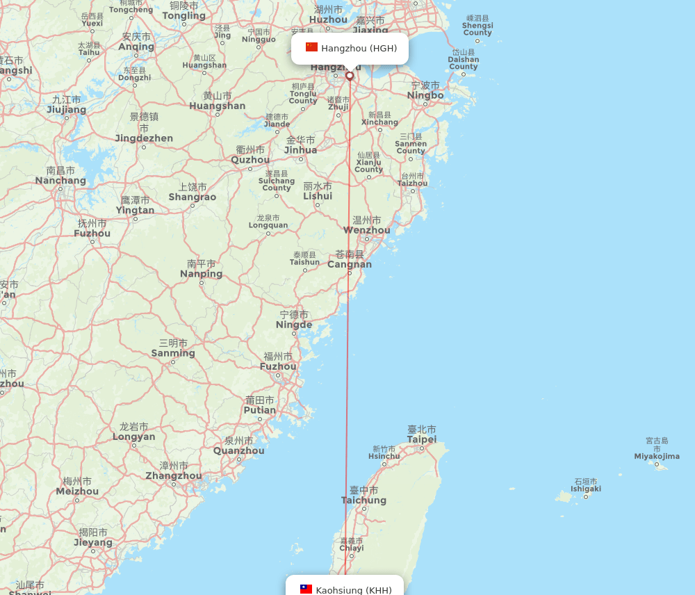 HGH-KHH flight routes