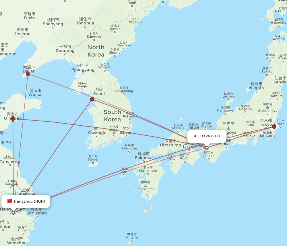 HGH-KIX flight routes