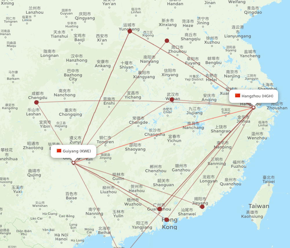 HGH-KWE flight routes