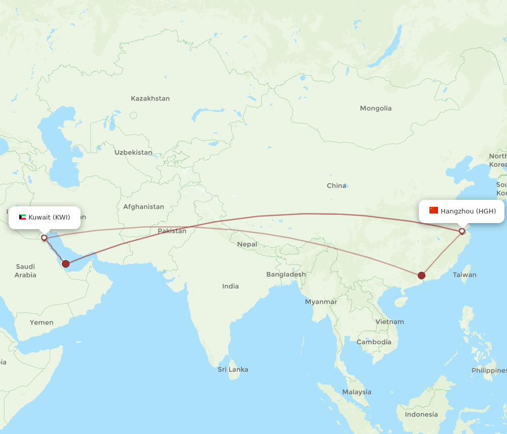 HGH-KWI flight routes