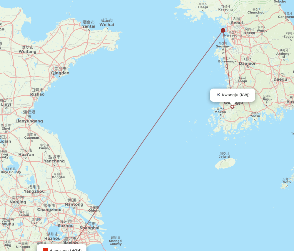 HGH-KWJ flight routes