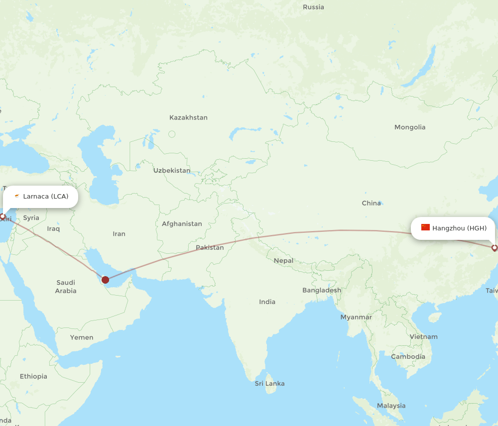 HGH-LCA flight routes