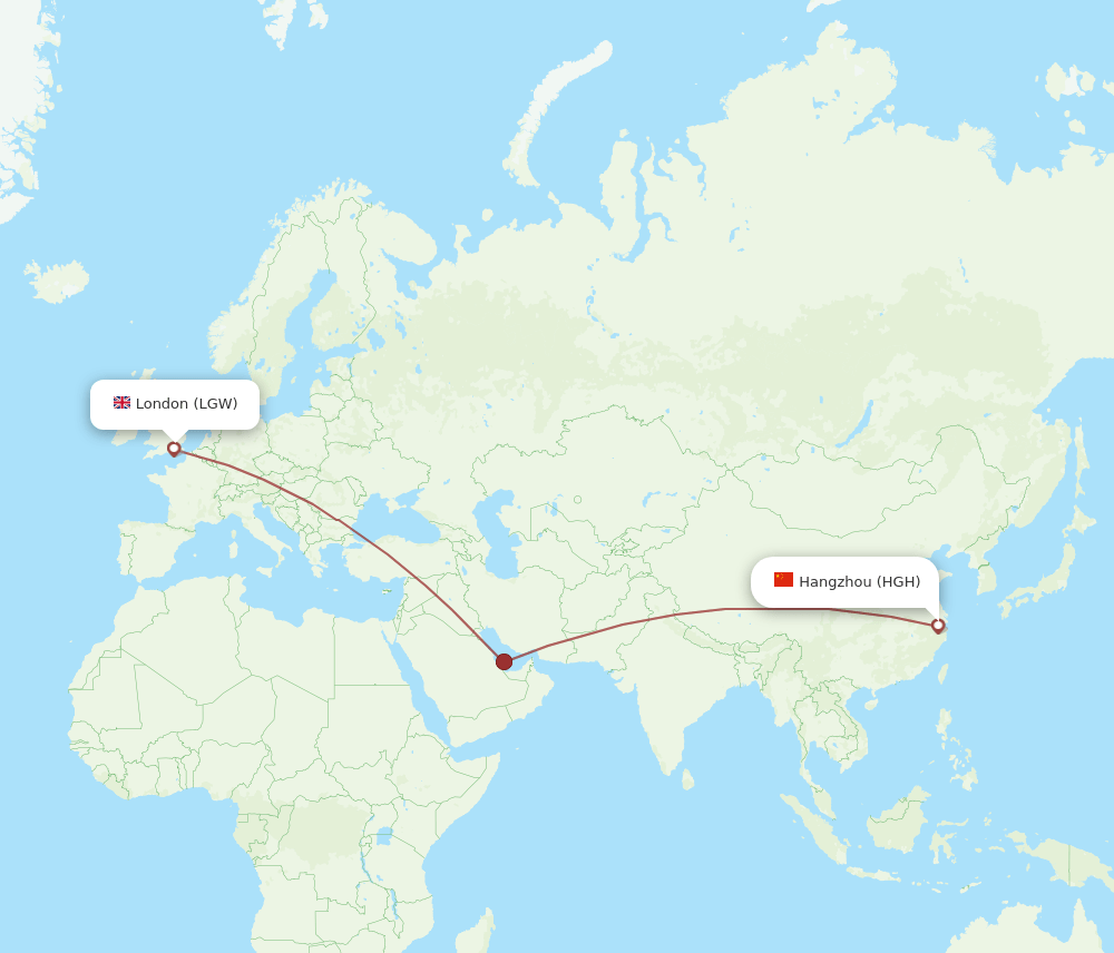 HGH-LGW flight routes