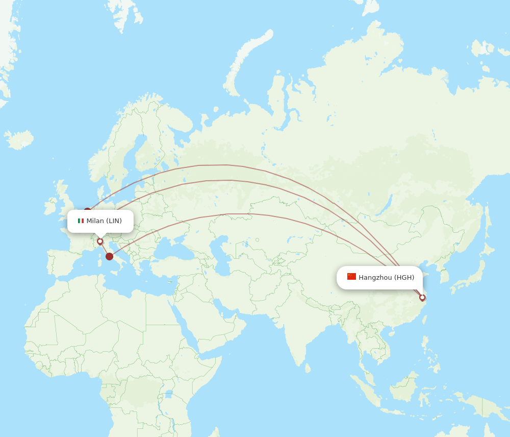 HGH to LIN flights and routes map