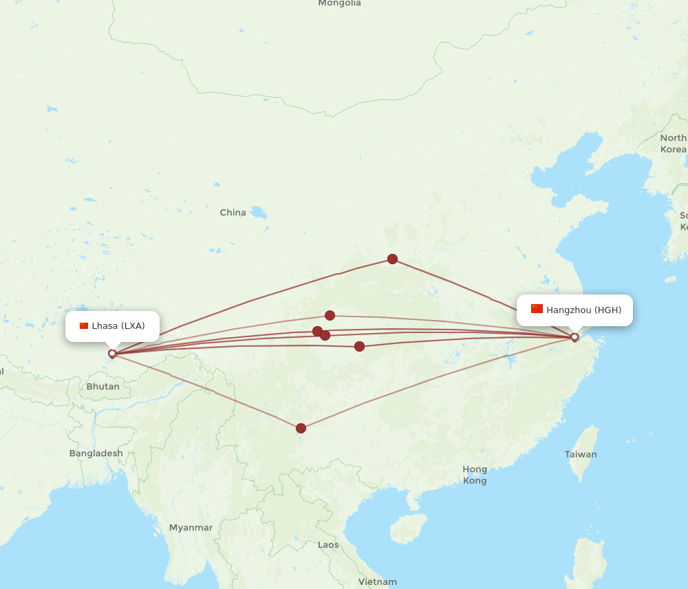 HGH-LXA flight routes